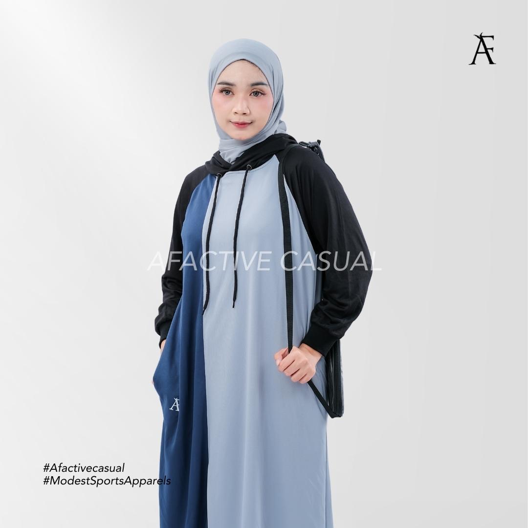 Afactivecasual Dual tone Hoodie Dress for Sports and Casual