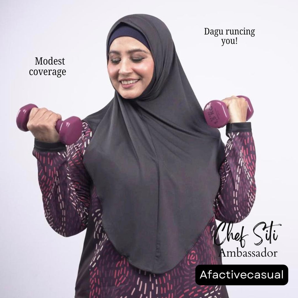 Afactivecasual Zen Chin Sports instant slip on Hijab for Women