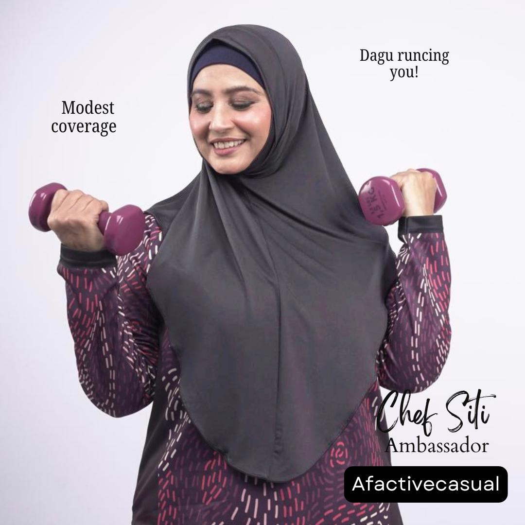 Afactivecasual Zen Chin Sports instant slip on Hijab for Women