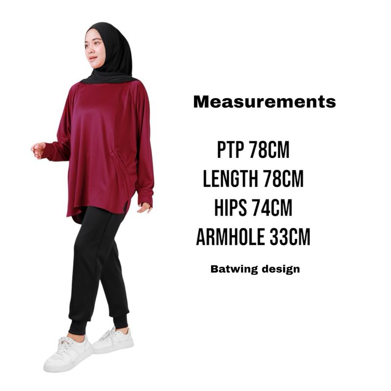Afactivecasual Oversize Loose Sports Top for Muslimah