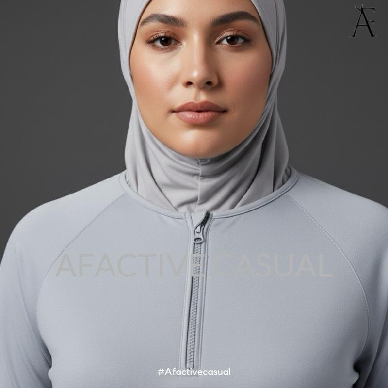 Afactivecasual Zip Motion Muslimah Sports Top