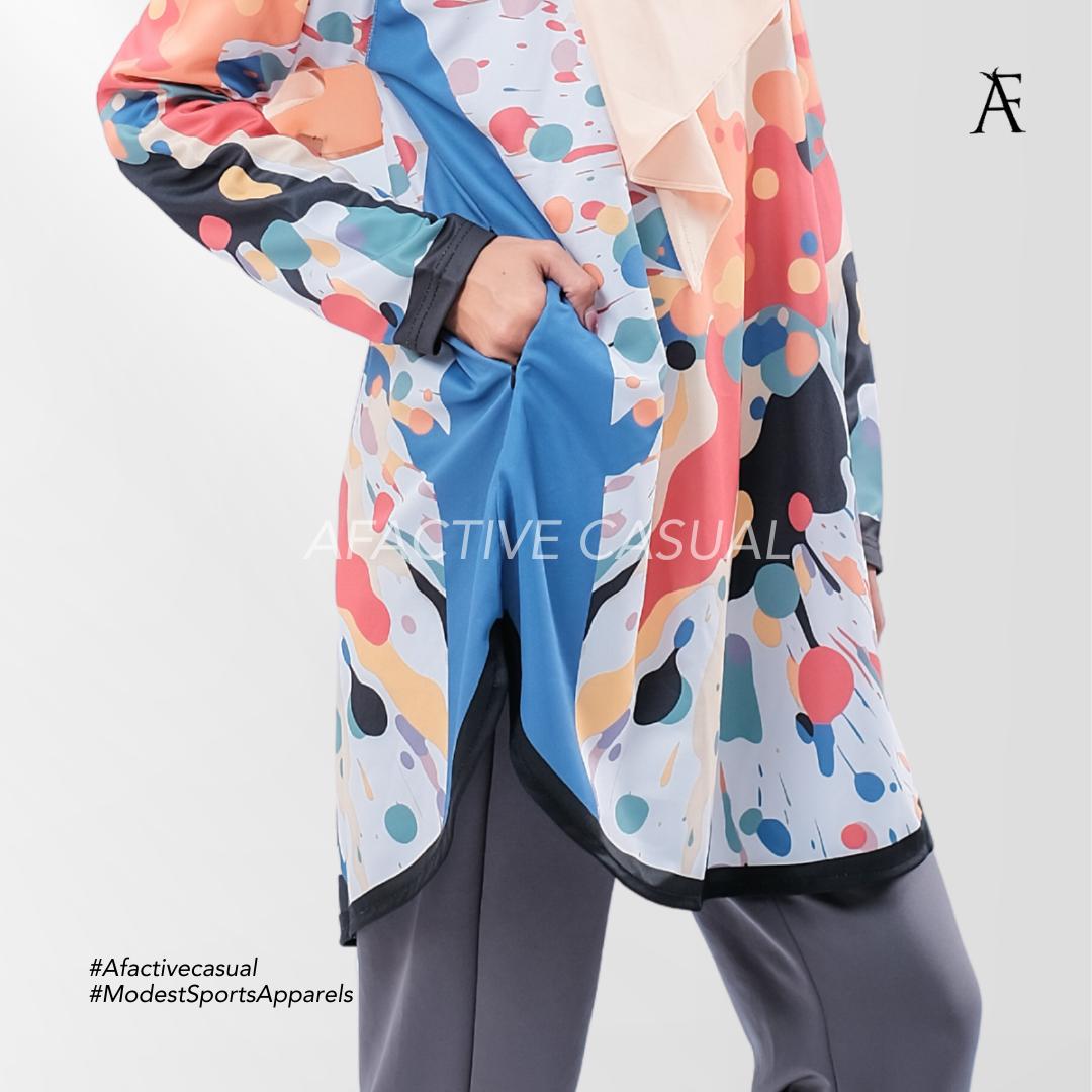 Afactivecasual Splash and Peachy Blue Sports and Casual Tunic