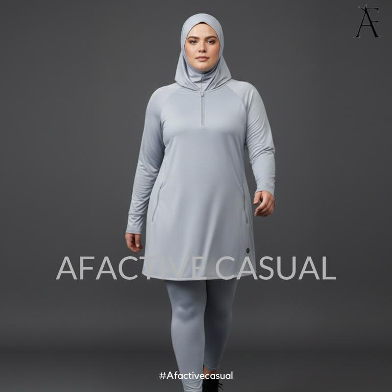 Afactivecasual Zip Motion Muslimah Sports Top