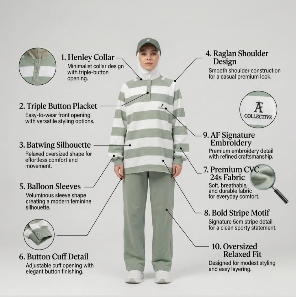 AF Linza Oversized Striped Cotton Polo Tee