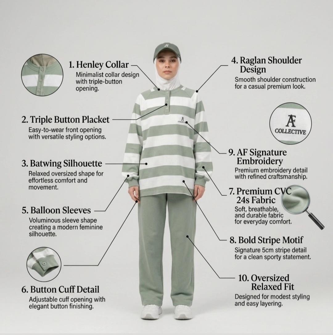 AF Linza Oversized Striped Cotton Polo Tee