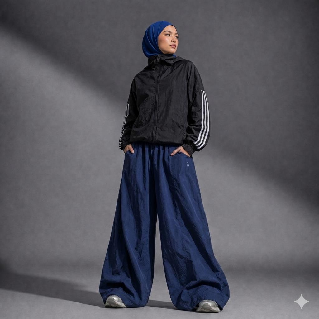 Af Lynessa Baggy Pants in Crinkled Nylon Light Weight
