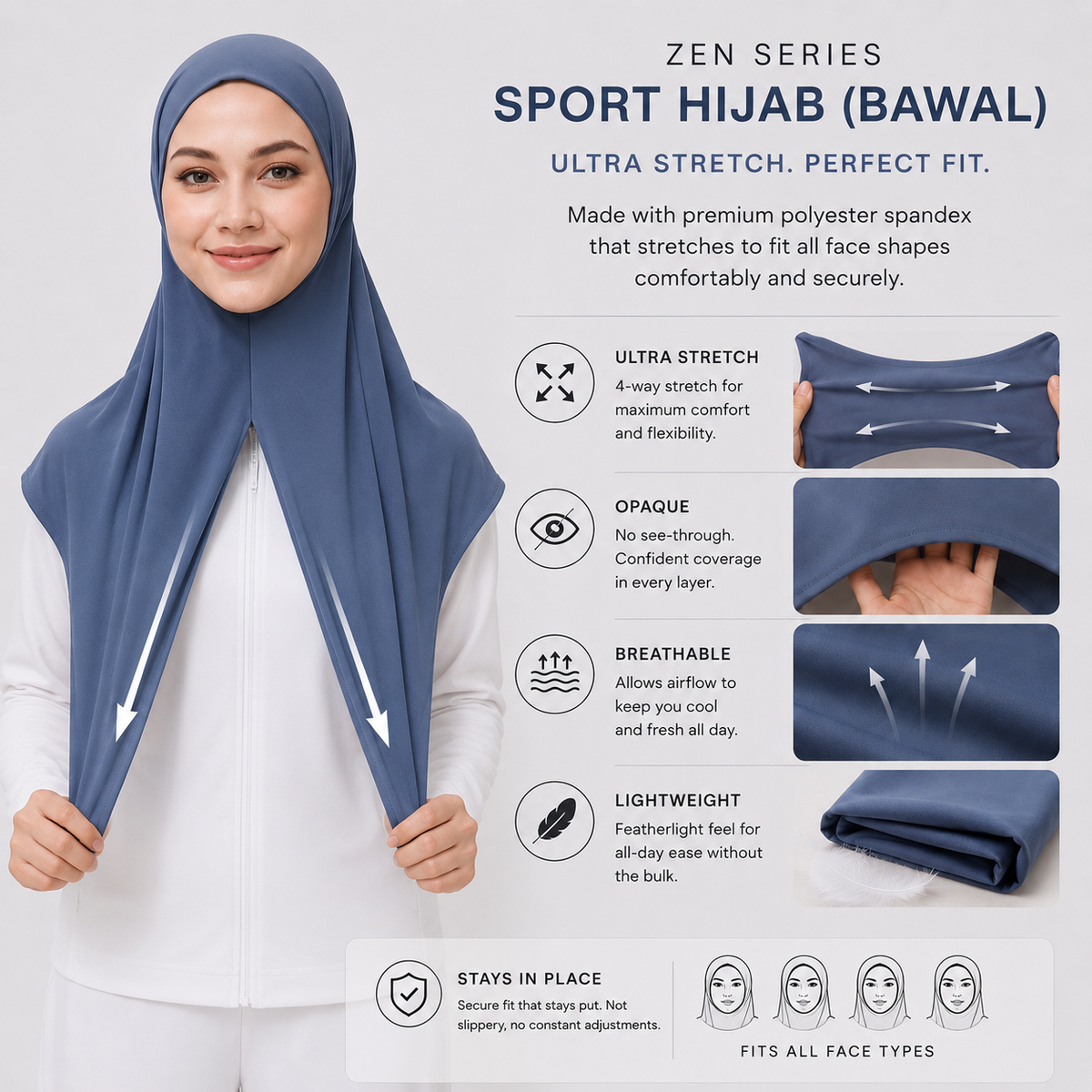 Afactivecasual Zen Series Sports Hijab