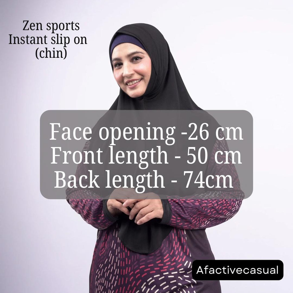 Afactivecasual Zen Chin Sports instant slip on Hijab for Women
