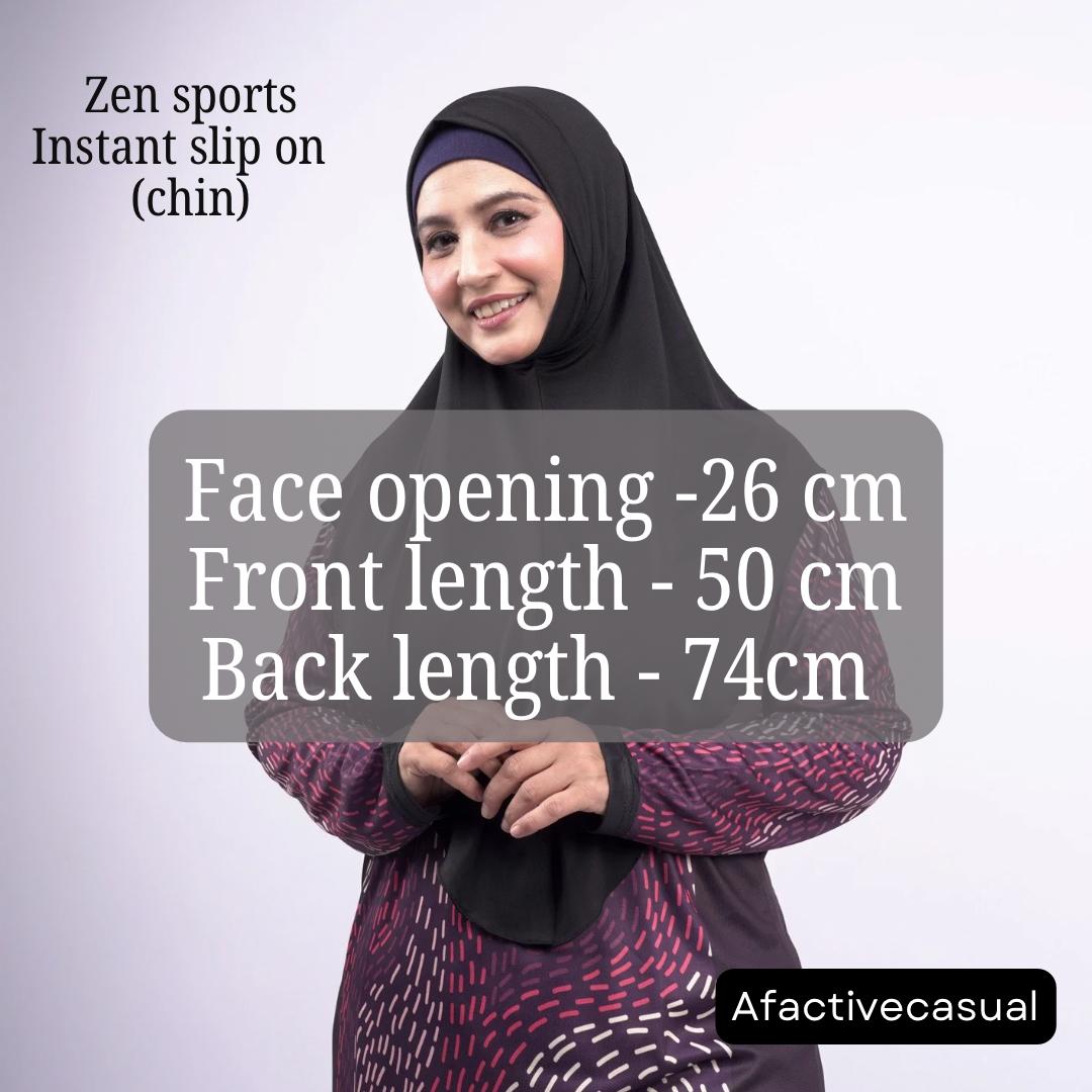 Afactivecasual Zen Chin Sports instant slip on Hijab for Women