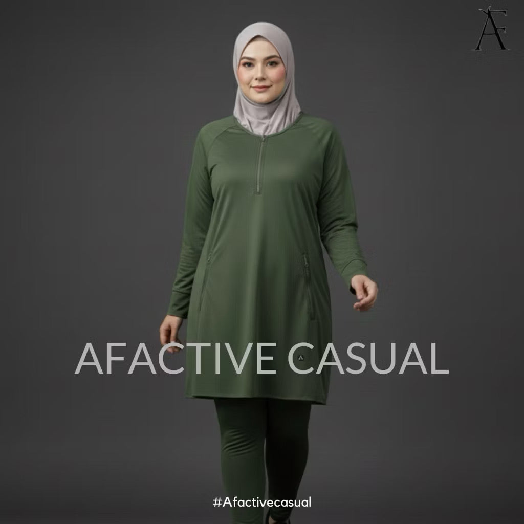 Afactivecasual Zip Motion Muslimah Sports Top