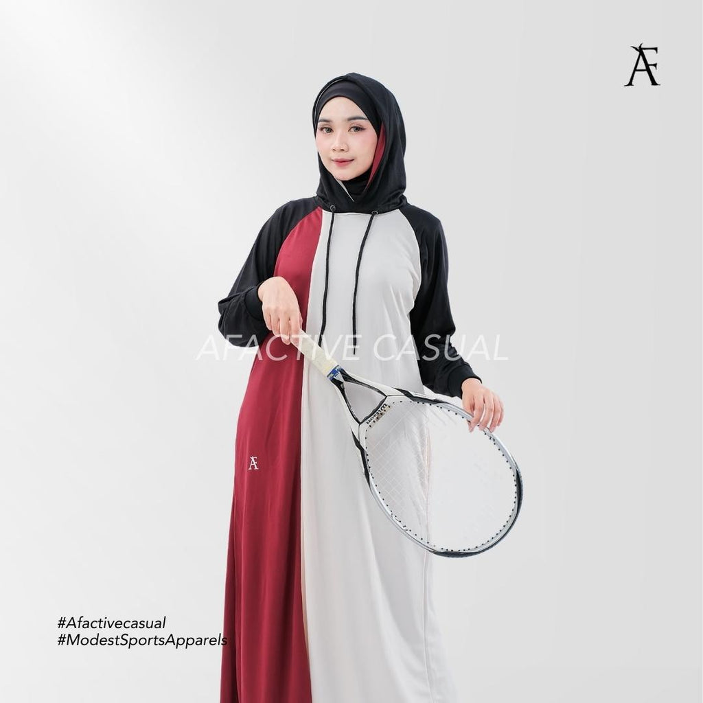 Afactivecasual Dual tone Hoodie Dress for Sports and Casual
