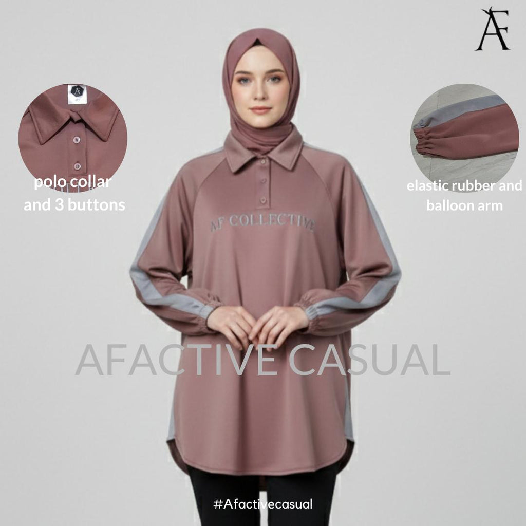 AF POLO SWEATSHIRT SOFT AIRY SCUBA MODEST and CASUAL WEAR