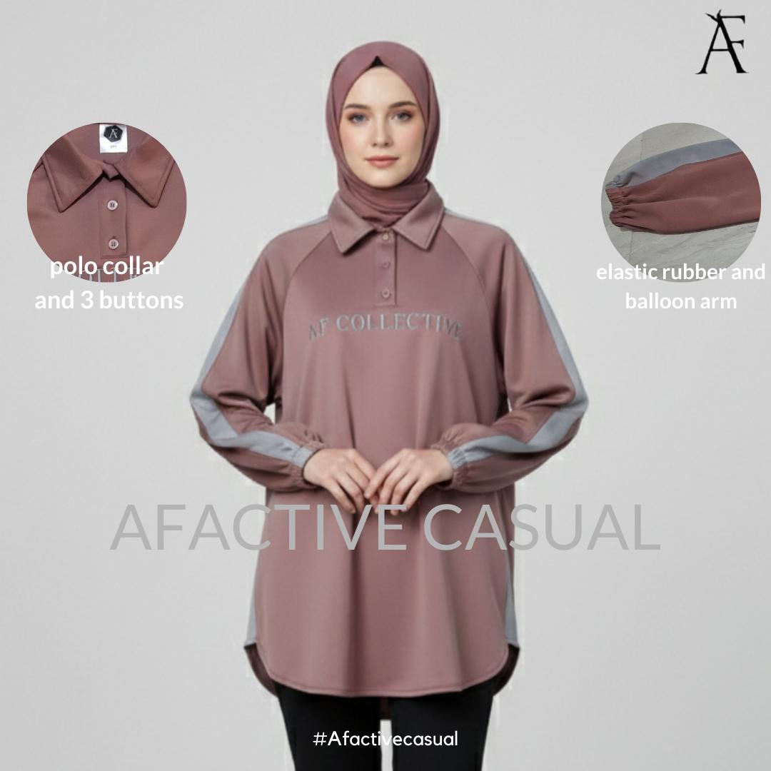 AF POLO SWEATSHIRT SOFT AIRY SCUBA MODEST and CASUAL WEAR