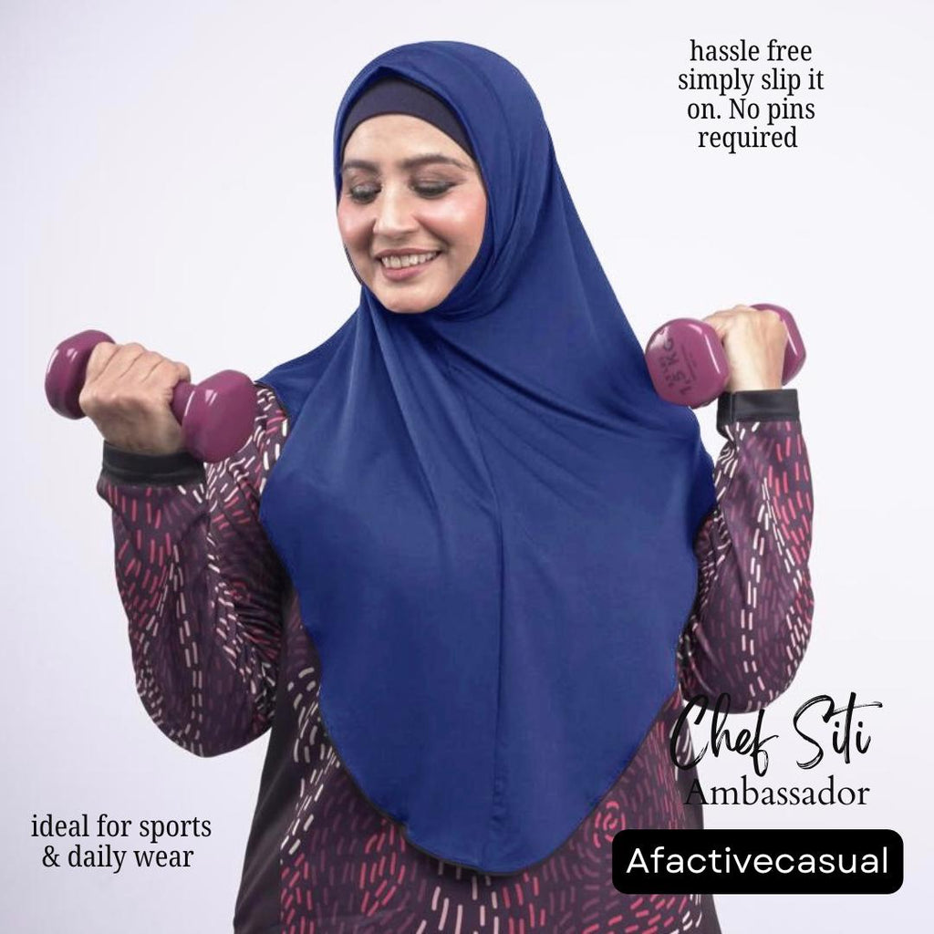 Afactivecasual Zen Chin Sports instant slip on Hijab for Women