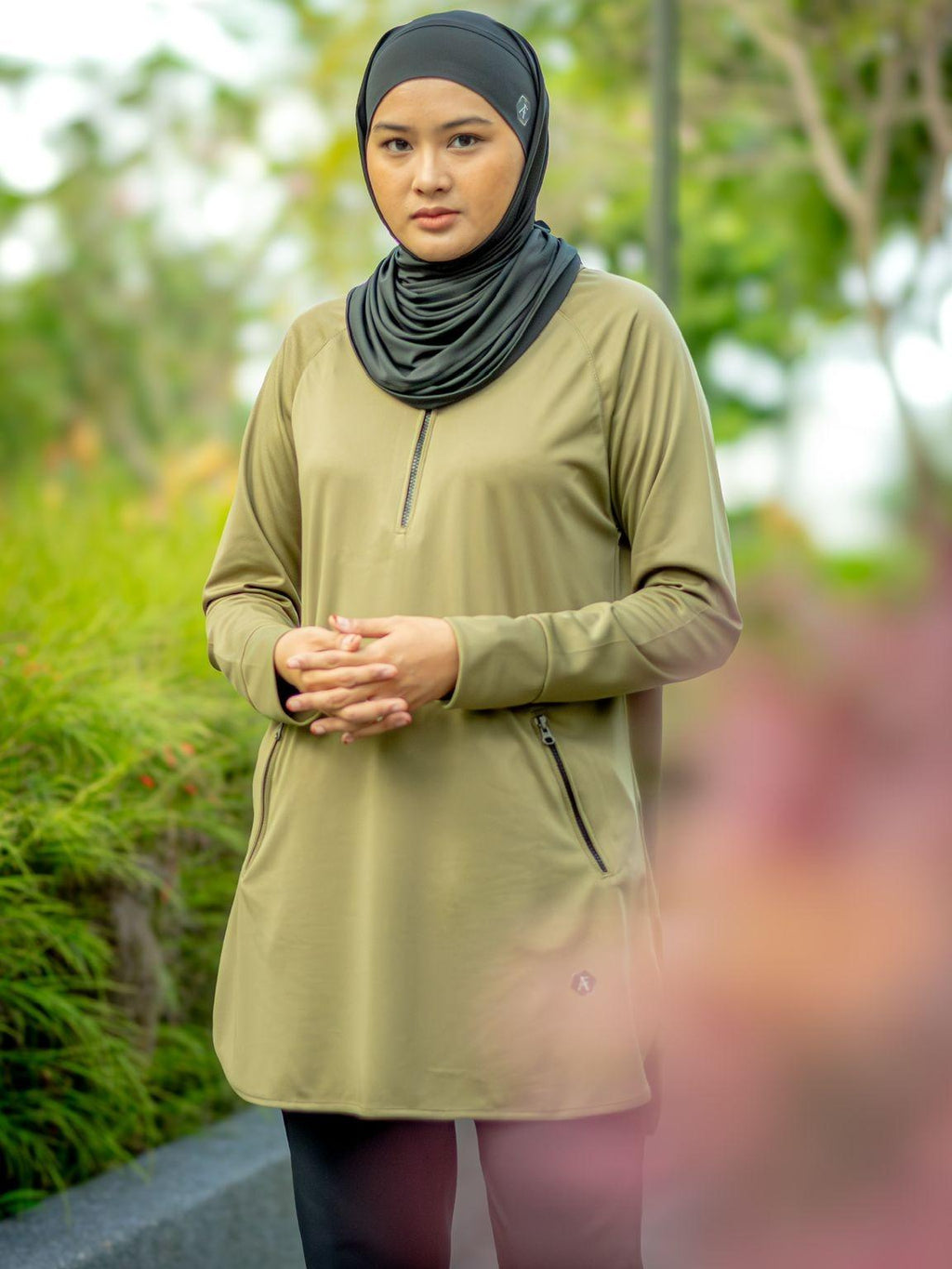 Afactivecasual Zip Motion Muslimah Sports Top