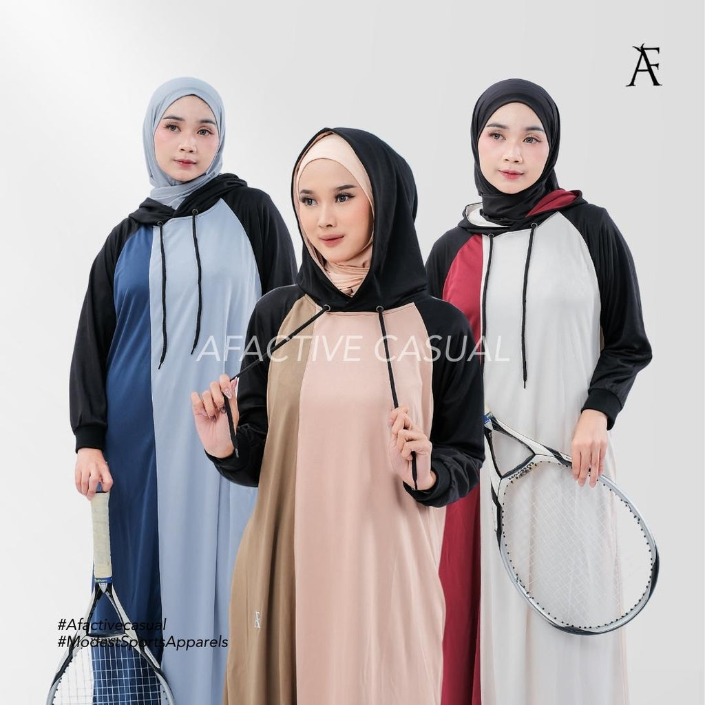 Afactivecasual Dual tone Hoodie Dress for Sports and Casual