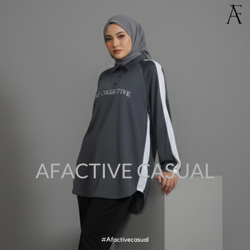 AF POLO SWEATSHIRT SOFT AIRY SCUBA MODEST and CASUAL WEAR