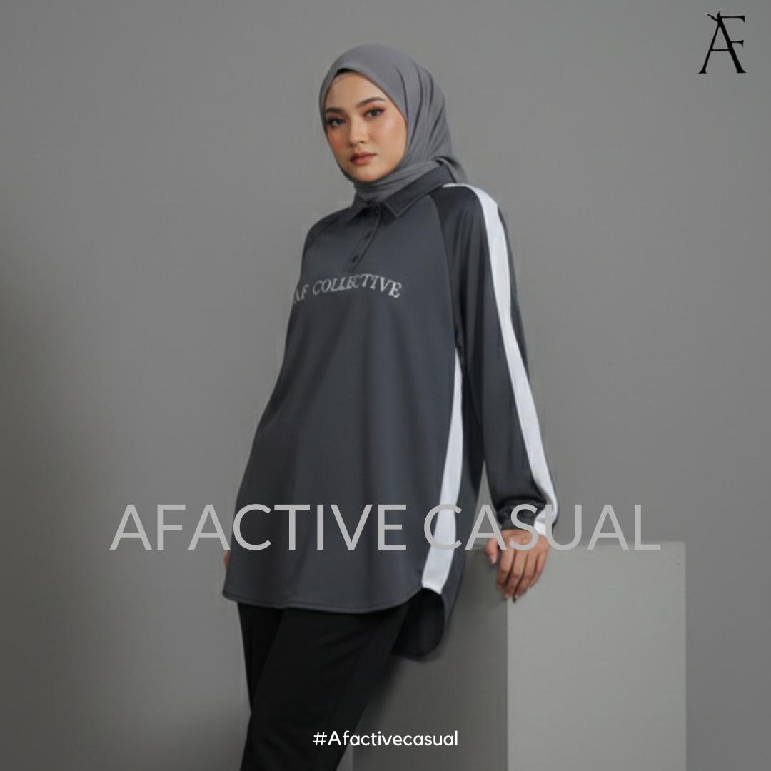AF POLO SWEATSHIRT SOFT AIRY SCUBA MODEST and CASUAL WEAR