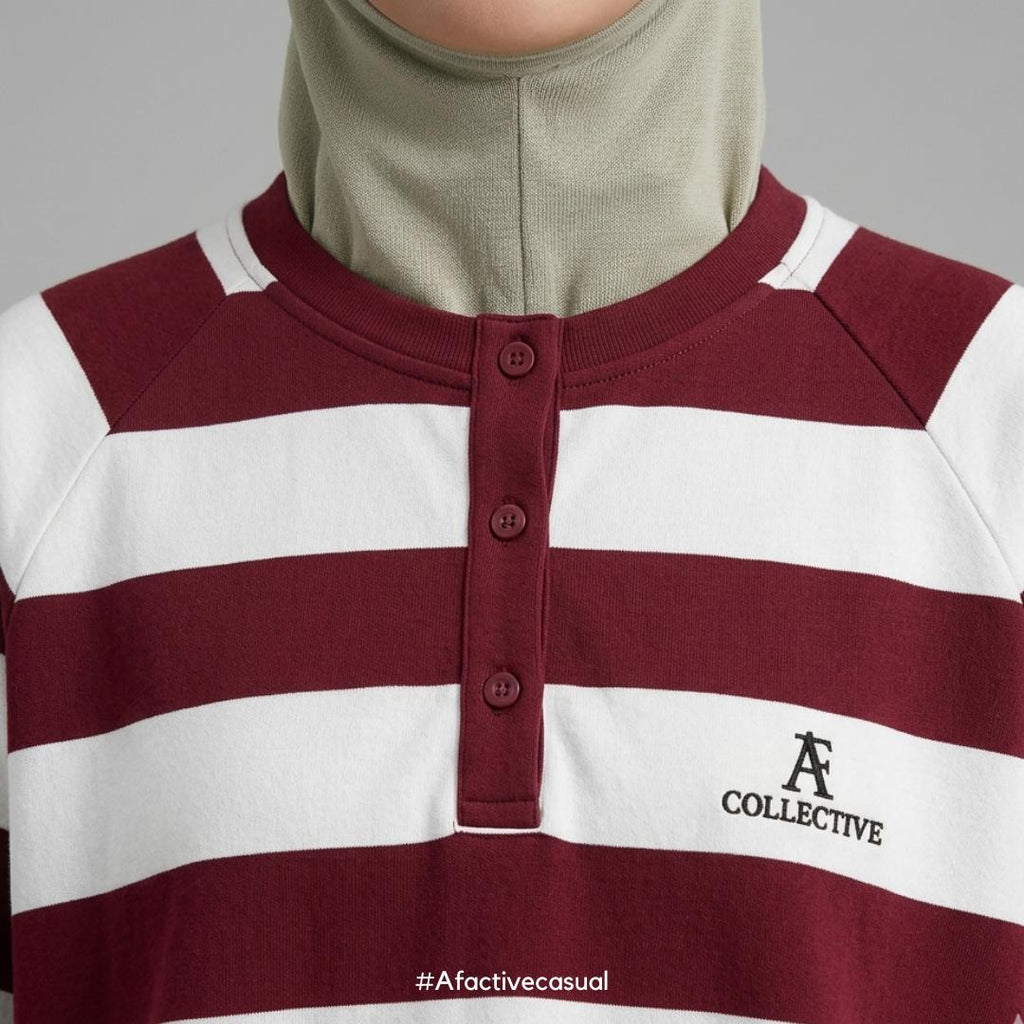 AF Linza Oversized Striped Cotton Polo Tee