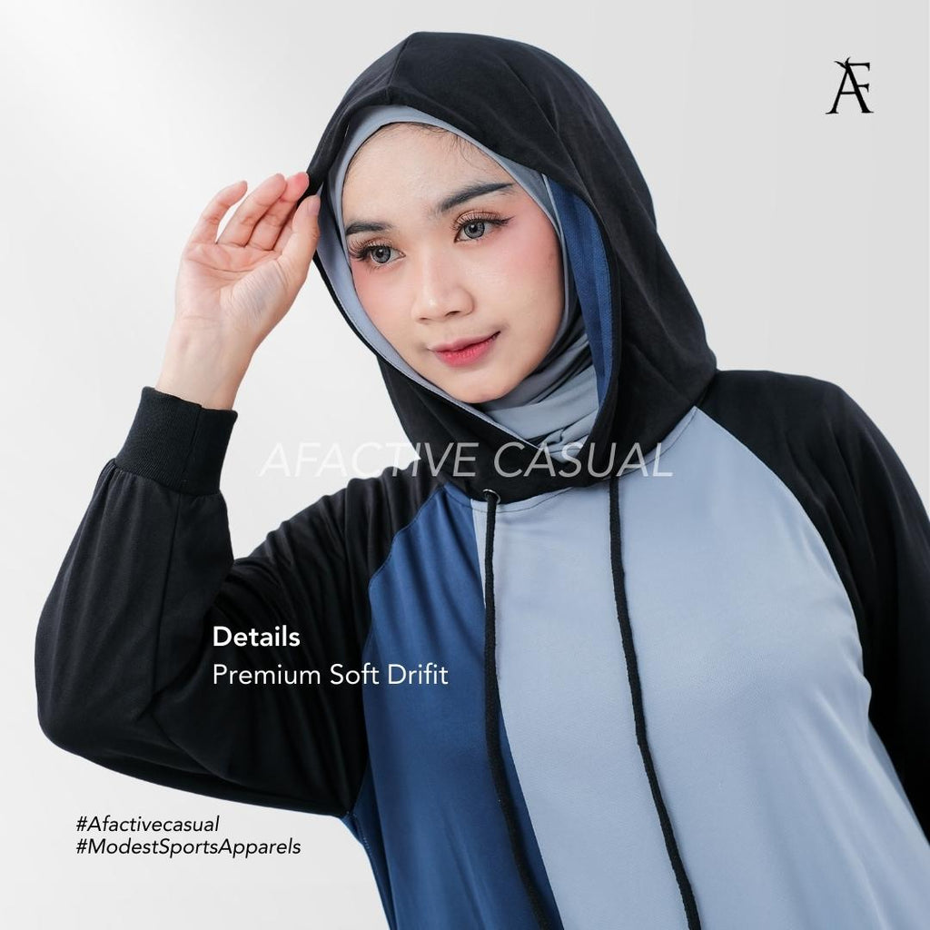 Afactivecasual Dual tone Hoodie Dress for Sports and Casual