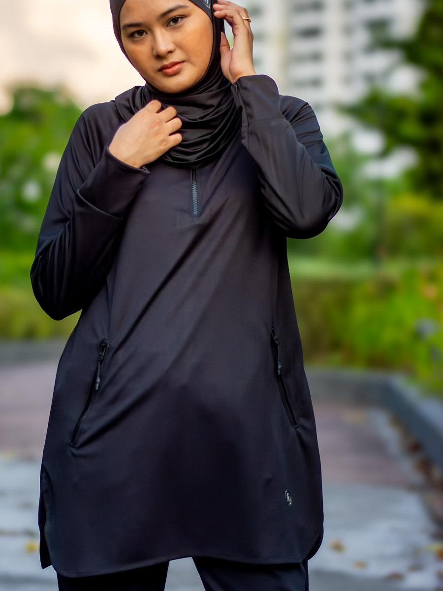Afactivecasual Zip Motion Muslimah Sports Top